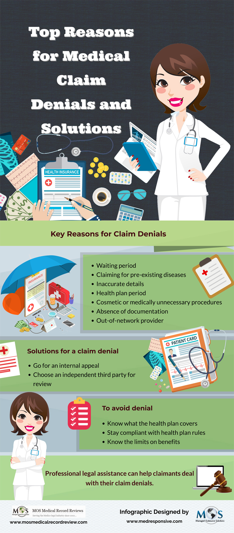 Top Reasons for Medical Claim Denials and Solutions [Infographic]