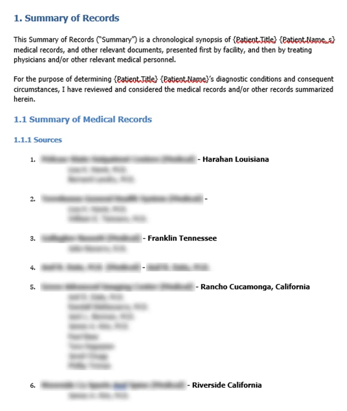 Medical Record Summaries Medical Record Summaries